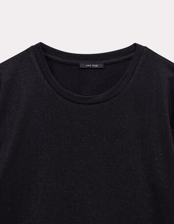 MAKYA - T-shirt  manches longues noir maille irisée-2