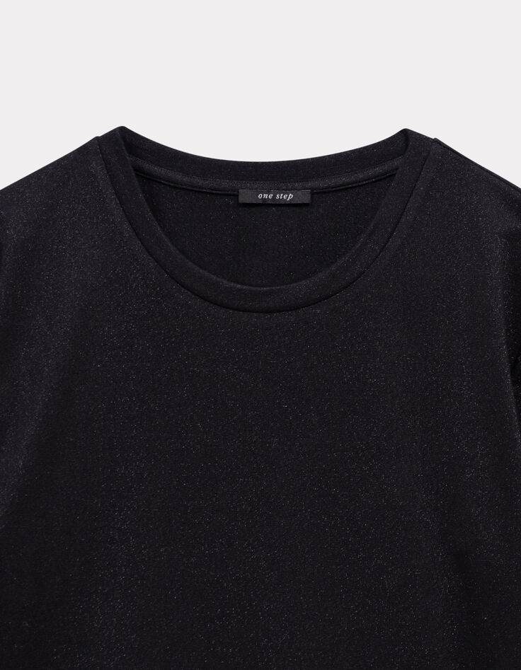 MAKYA - T-shirt  manches longues noir maille irisée-2