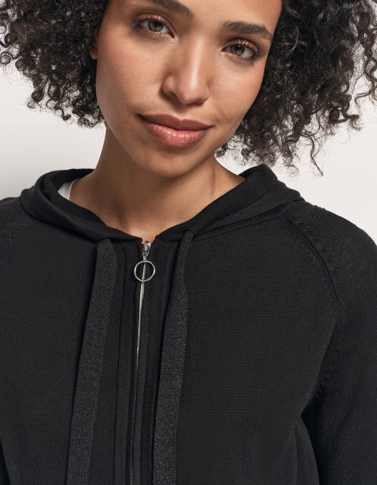 TAÏGA - Cardigan noir à capuche et clous-4