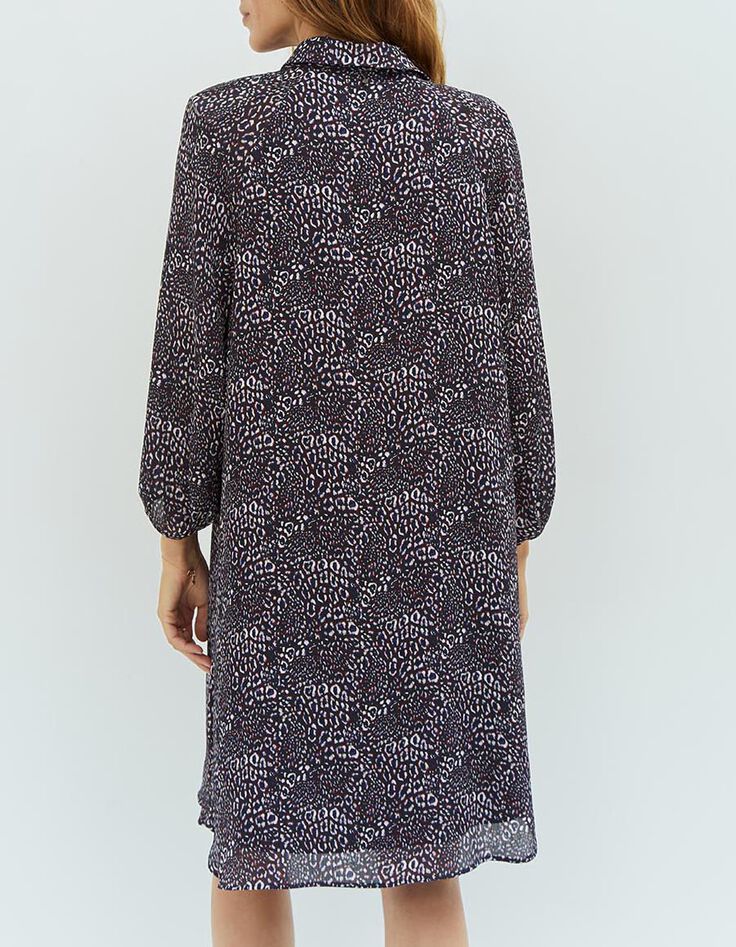 ROYCE - Robe marine à imprimé Léo abstrait-3