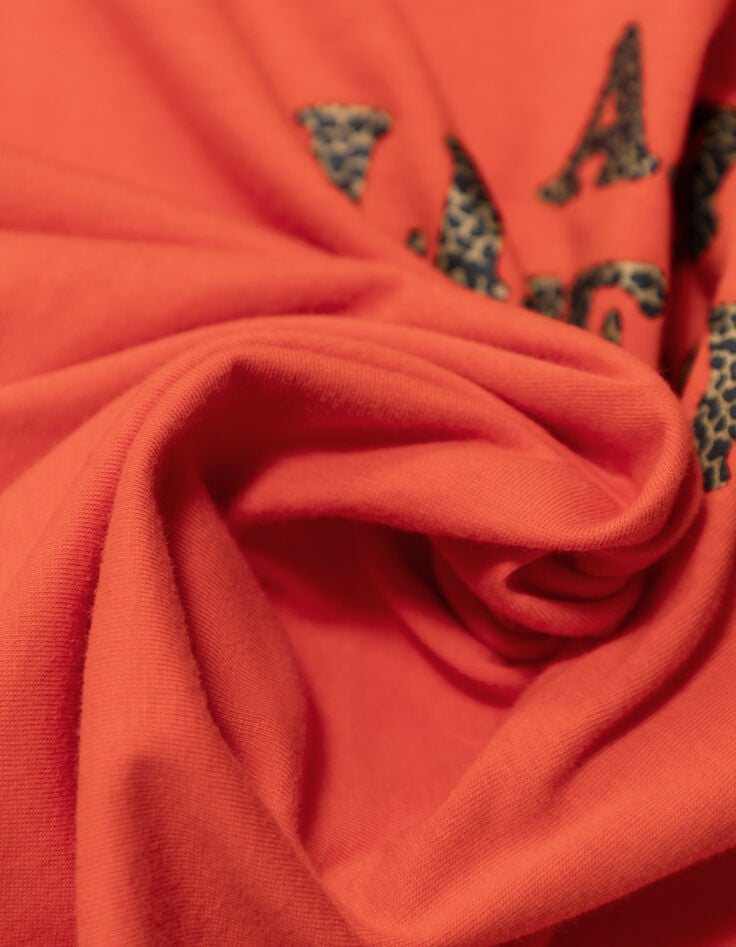 MAGICA - T-shirt orange coton bio message léopard-8 MAGICA - T-shirt orange coton bio message léopard-8