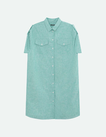 RIEG - Robe chemise green grass motif rayures-5