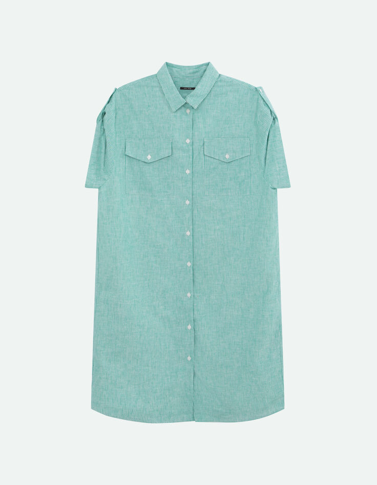 RIEG - Robe chemise green grass motif rayures-5