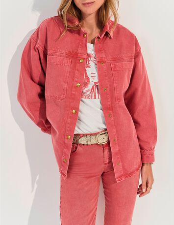 DULCE - Surchemise en jean rose waterless maxi poches -7
