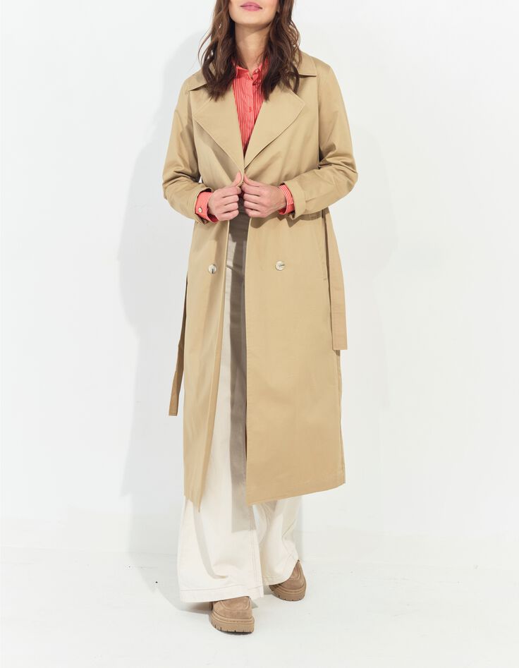 DAYLA - Trench beige coton bio capuche amovible -5