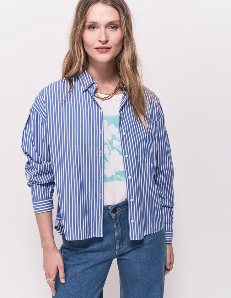 MAURO - T-shirt blanc coton bio visuel arty floral-2