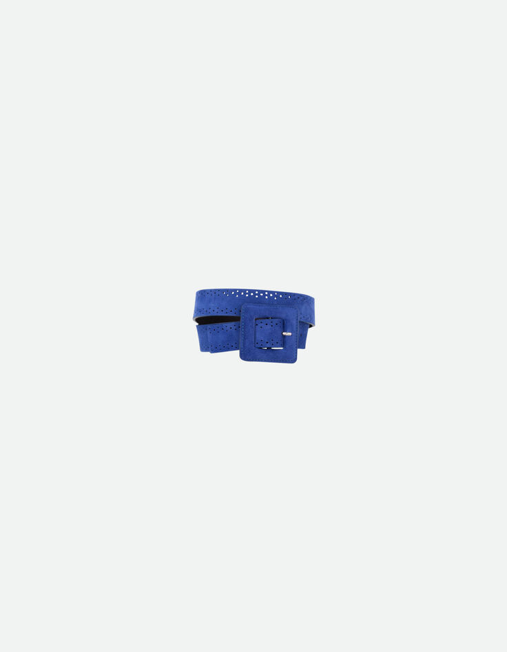 AVRIL - Ceinture santorin blue en cuir velours certifié-2