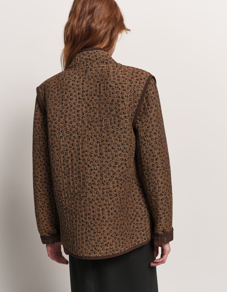 DUDLEY - Veste camel matelassée imprimé léopard-3 DUDLEY - Veste camel matelassée imprimé léopard-3