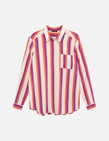 CHRISTA - Chemise écrue motif rayures couleur -4