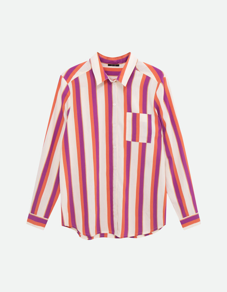 CHRISTA - Chemise écrue motif rayures couleur -4