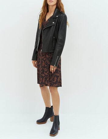 DEAN - Blouson biker noir en cuir-5