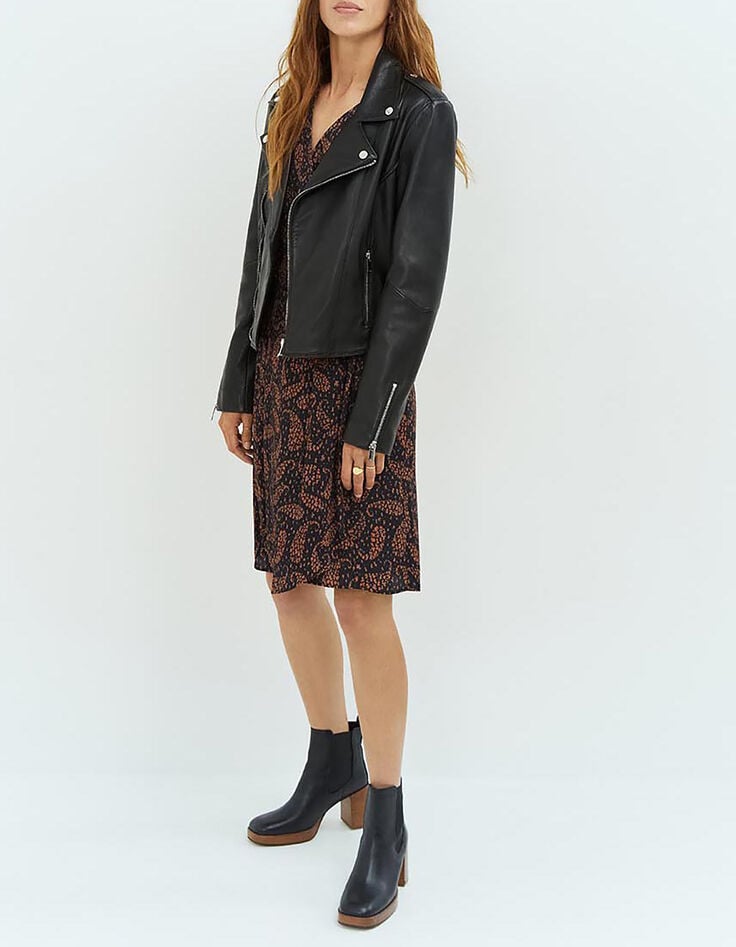 DEAN - Blouson biker noir en cuir-5