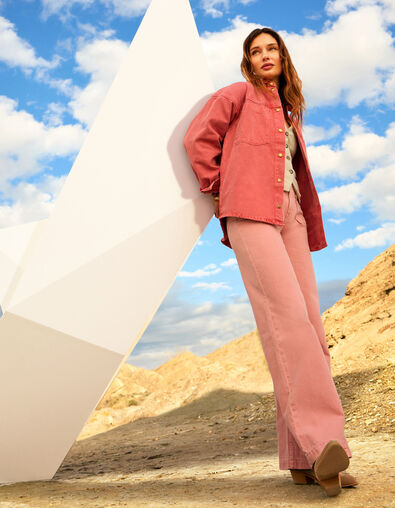 LE HAILEY - Jean flare rose coton bio surteint  - One Step