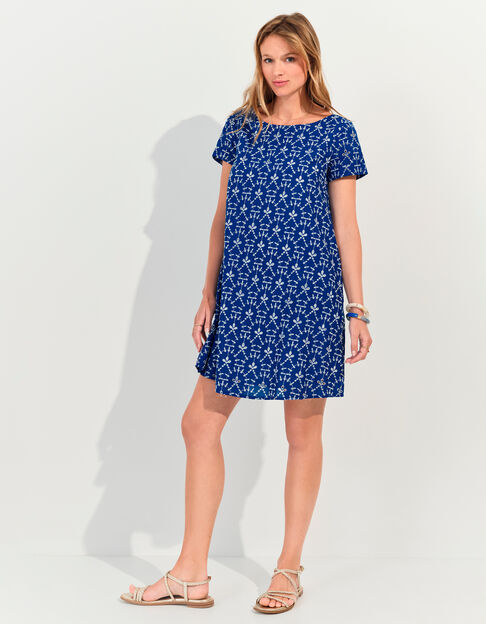 RIOMA - Robe bleue coton bio broderies all-over  - One Step