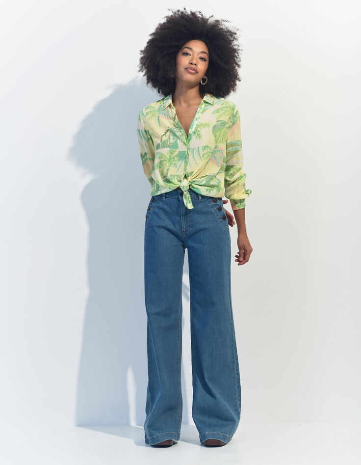 CROSS - Chemise verte imprimé oasis aquarellé -5