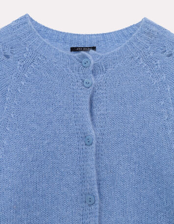 TOULON - Cardigan bleu tricot mohair m&eacute;lang&eacute;-2