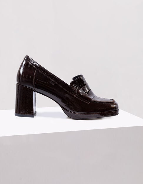 O.SIRIA - Mocassins marron cuir verni effet python - One Step