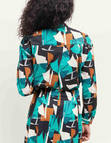 CAPEYA - Chemise green grass à imprimé abstraction arty-3