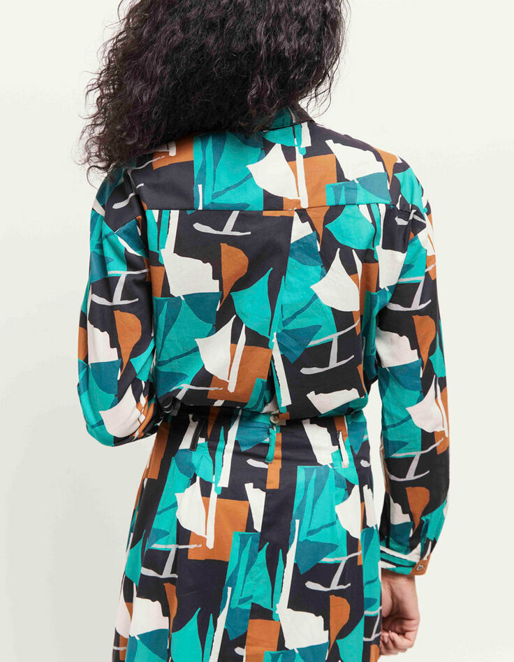 CAPEYA - Chemise green grass à imprimé abstraction arty-3