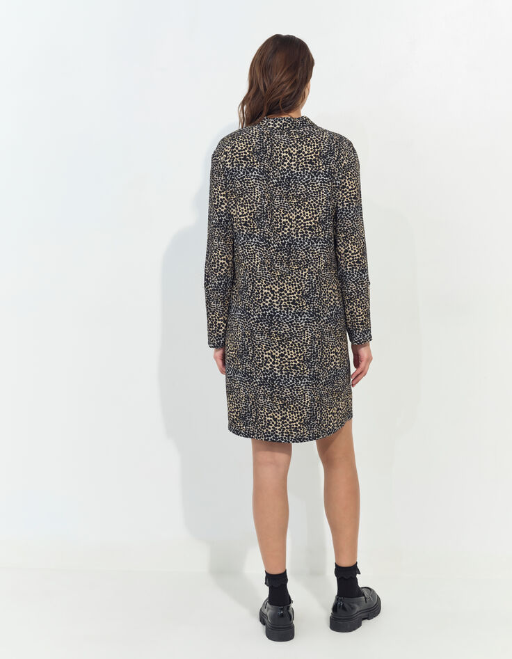 RAKEL - Robe chemise noire Lenzing Ecovero camouflage été-3