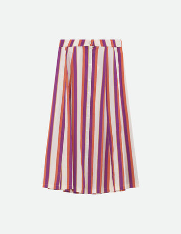 JOYAU - Jupe midi écrue motif rayures couleur -3