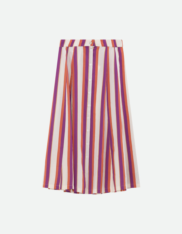 JOYAU - Jupe midi écrue motif rayures couleur -3