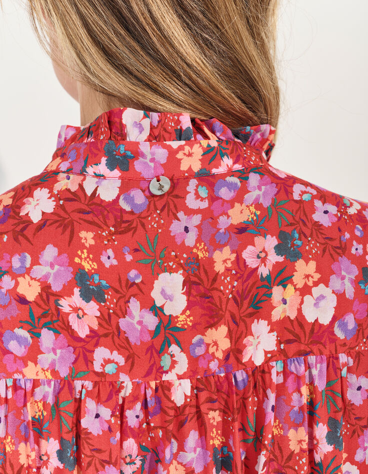 COLIBRI - Top rouge imprimé floral d'été -6