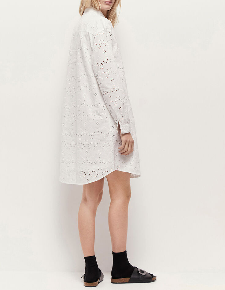 ROMEA - Robe chemise écrue en broderie anglaise-3
