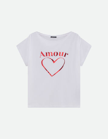 MINOS - T-shirt blanc coton bio visuel c&oelig;ur et message-1