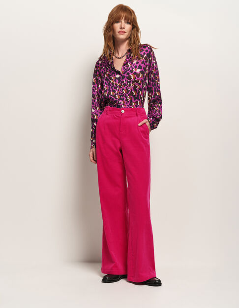 POETE - Pantalon de tailleur rose velours côtelé - One Step