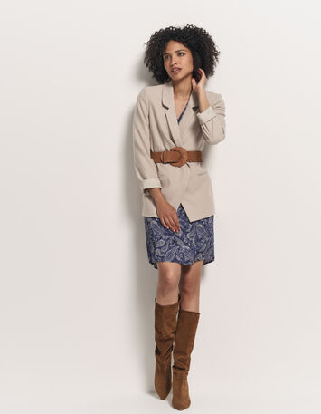 RIANE - Robe bleue Lenzing™ Ecovero™ cachemire effet drapé-5