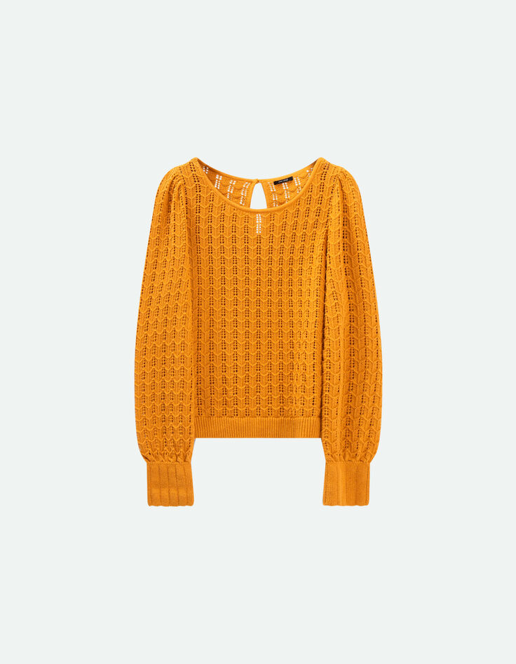 TESSA - Pull miel tricot fin ajouré-5