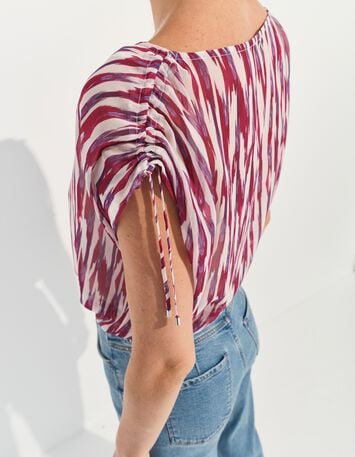 CELINA - Top violet polyester recycl&eacute; rayures floues-4