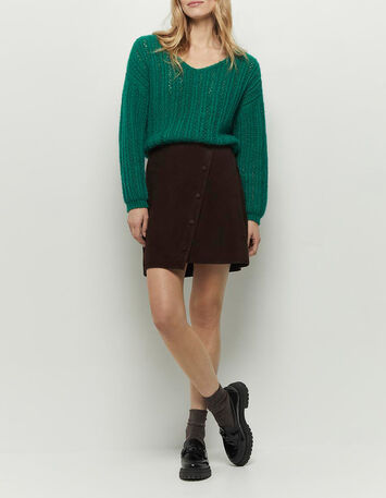 TIMING - Pull vert cèdre tricot fantaisie-5