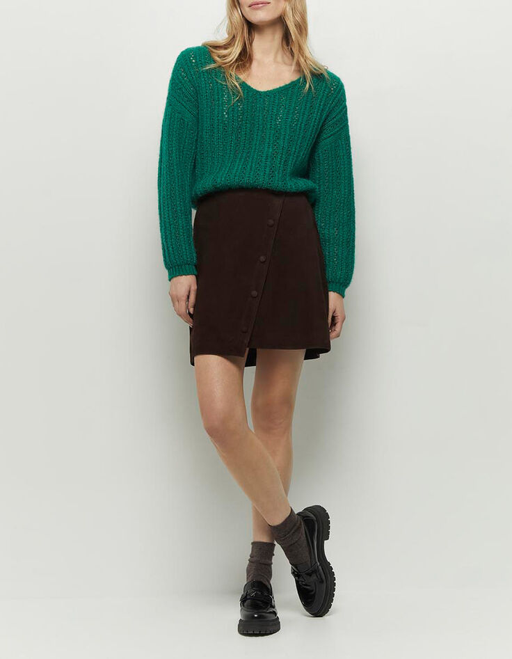 TIMING - Pull vert cèdre tricot fantaisie-5