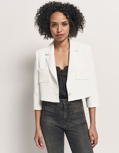 VISTA - Veste de blazer courte blanche polyester recyclé  - One Step