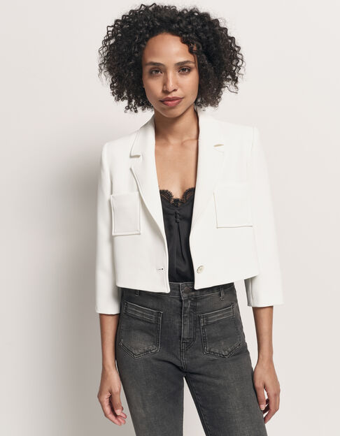 VISTA - Veste de blazer courte blanche polyester recyclé  - One Step