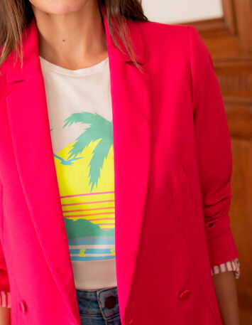 VILA - Veste de costume croisée rose -3