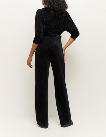 ROSE - Combinaison-pantalon noire en velours pailleté-3