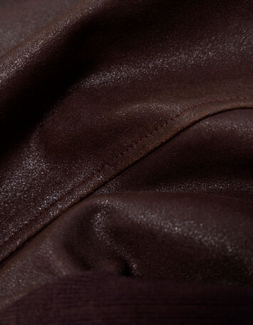 DENZEL - Blouson marron cuir esprit motard col amovible-8