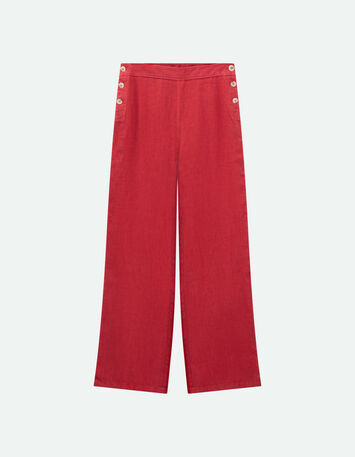 PAMELA - Pantalon &agrave; pont chilipepper en lin-5