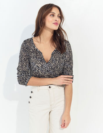 MAGNETIC - T-shirt noir maille imprimé camouflage d'été -2