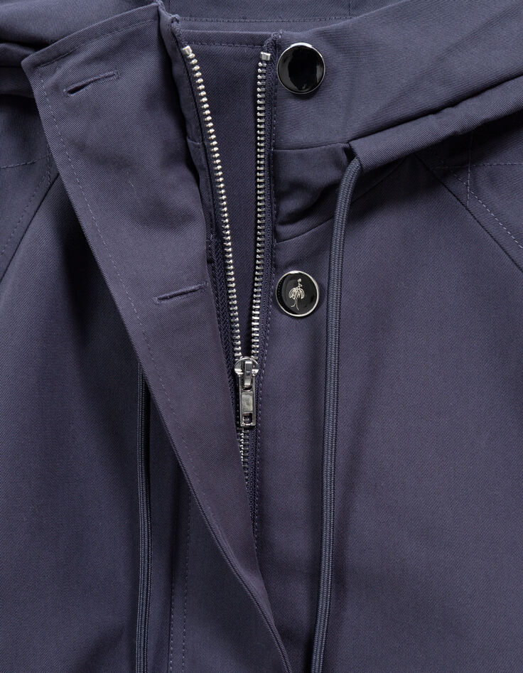 DYMAS - Parka courte marine avec capuche et zips c&ocirc;t&eacute;s-2