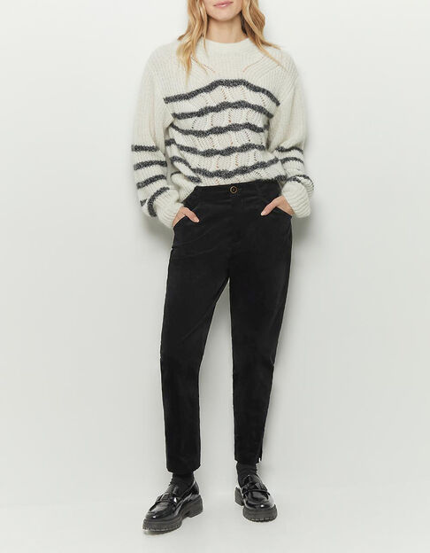 POKA - Pantalon city noir en velours ras - One Step