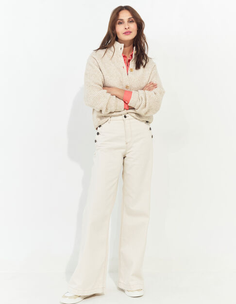 TIANA - Cardigan beige tricot à col montant  - One Step