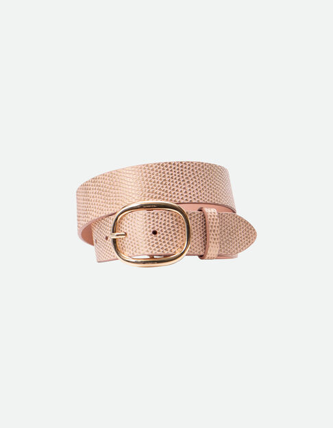 ALCAZAR - Ceinture rose cuir certifié imprimé animalier  - One Step
