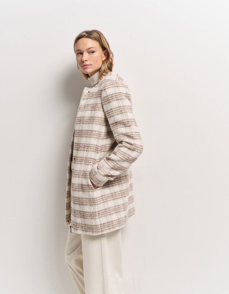 DATCHA - Manteau 2-en-1 beige motif carreaux et doudoune-8 DATCHA - Manteau 2-en-1 beige motif carreaux et doudoune-8