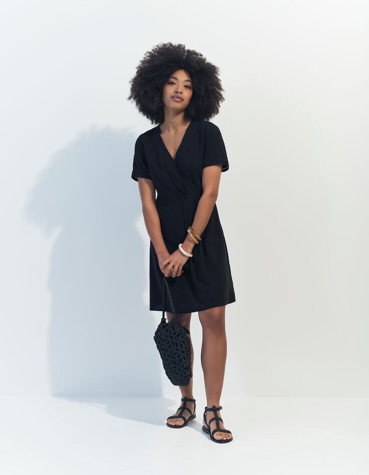 ROFFE - Robe noire détails dentelle -1