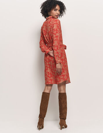 REALLY - Robe chemise orange imprimé jungle flash-3