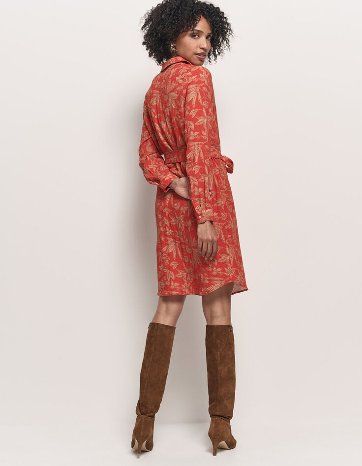 REALLY - Robe chemise orange imprimé jungle flash-3
